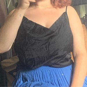 Black Scoop Neck Silky Tank Top